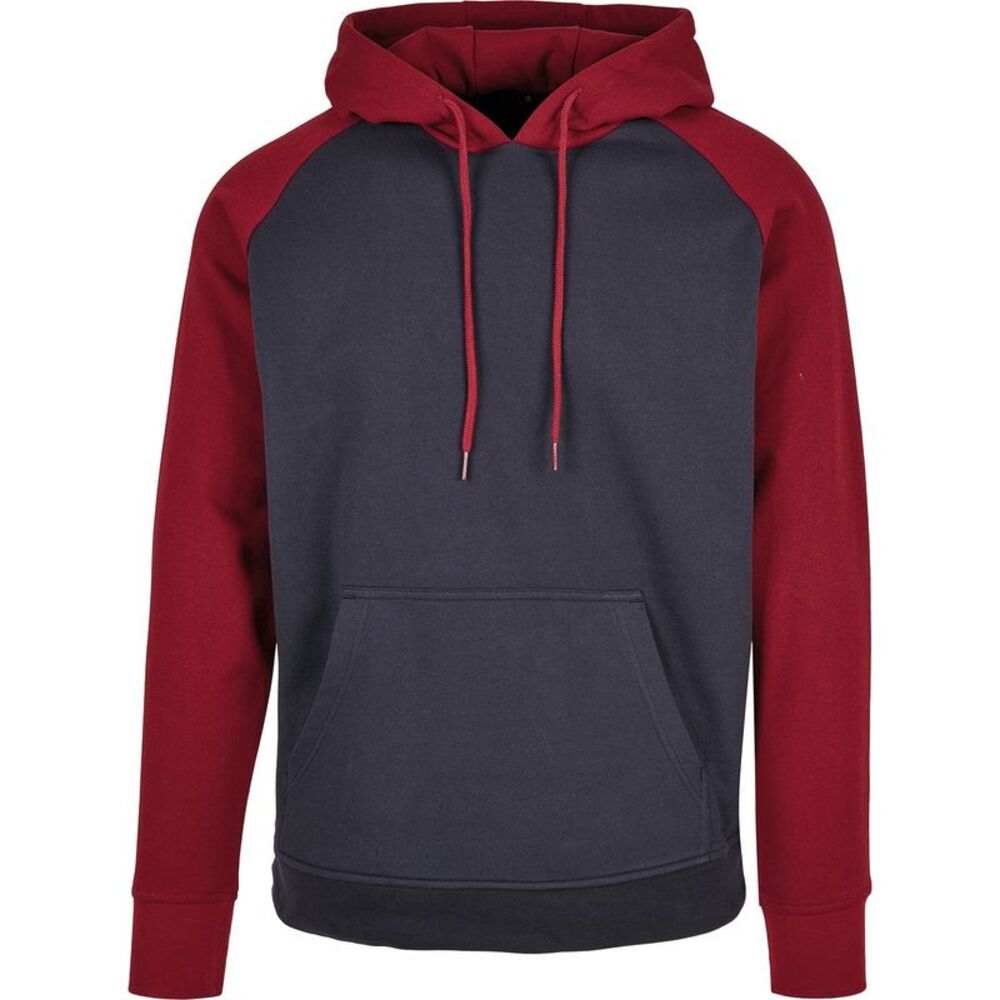 Build Your Brand Mens Basic  Hoodie / Navy/Burgundy